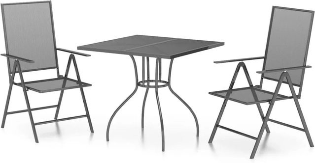 vidaXL 3-tlg Garten-Essgruppe Modell 6 aus lackiertem Stahl in Anthrazit - Bild 1