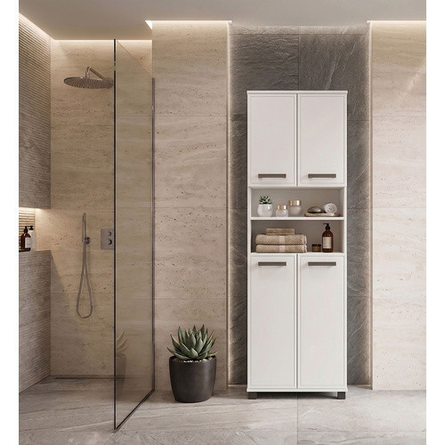 Schildmeyer Hochschrank Adana in Weiß Hochglanz für dein Badezimmer, B/T/H: 59,8 x 32,6 x 180,9 cm - Bild 2