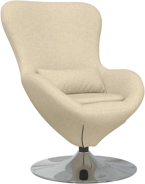 vidaXL Eiersessel in Beige mit Stoffbezug und Metallrahmen, B/T/H: 63 x 73 x 90 cm - Bild 1