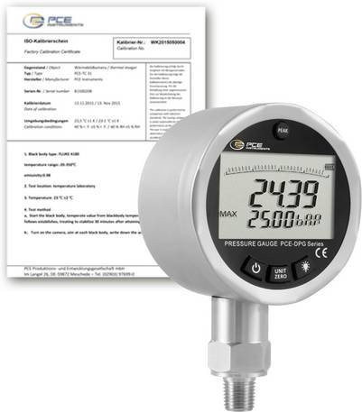 PCE Instruments PCE-DPG 25-ICA Druck-Messgerät für Gase 0 - 25 bar, kalibriert (ISO), Silber - Bild 1