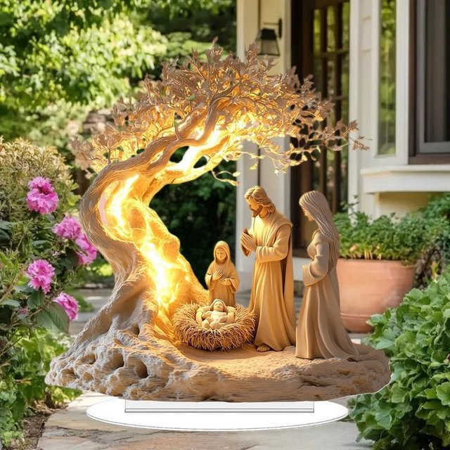 WHPHous Acryl Weihnachtskrippe 2D Ornament für die Tischdekoration zur Geburt Jesu - Bild 1