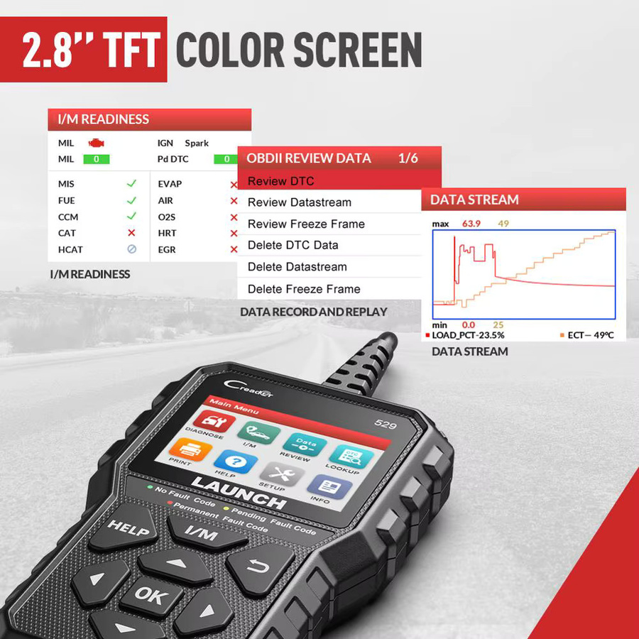 LAUNCH CR529 OBD2-Scanner Kfz-Diagnosetool in Schwarz zum Lesen und Scannen von Fehlercodes - Bild 4