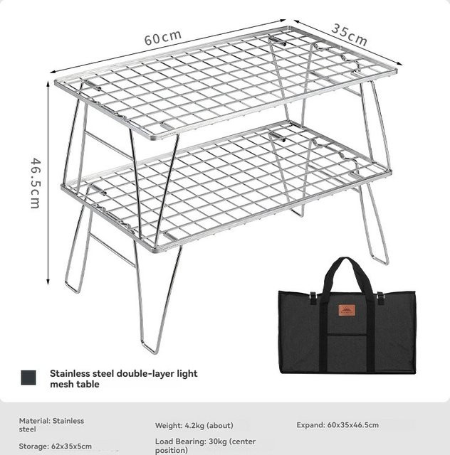 CAMPINGMOON T-235A-2T Camping-BBQ-Aufbewahrungstisch aus Edelstahl in Silber - Bild 1