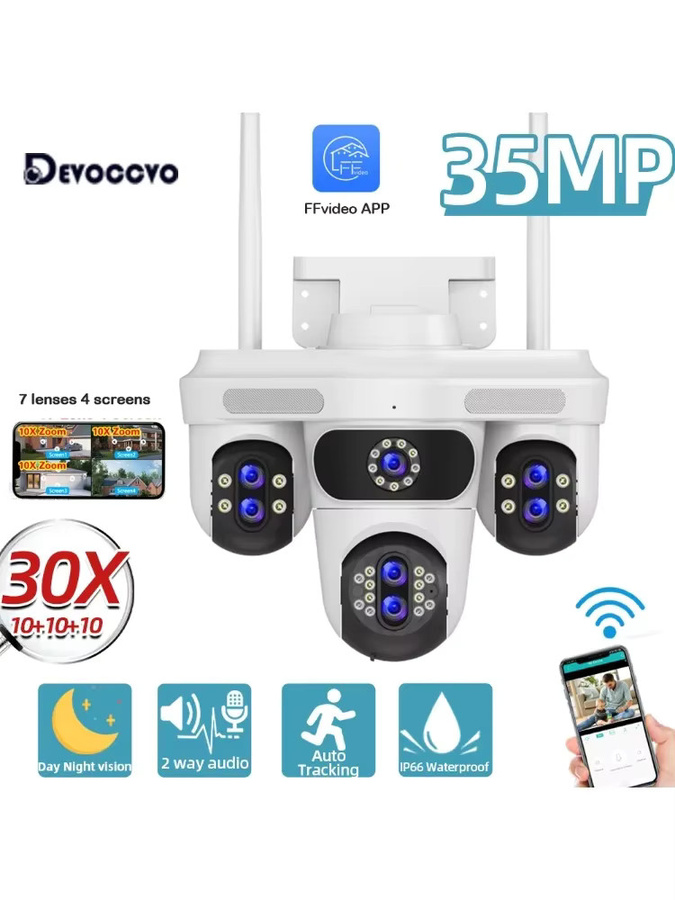 NINIVISION 4K PTZ IP Outdoor Überwachungskamera mit 35 MP, 30X Zoom, Wifi und Zwei-Wege-Audio in Weiß - Bild 6