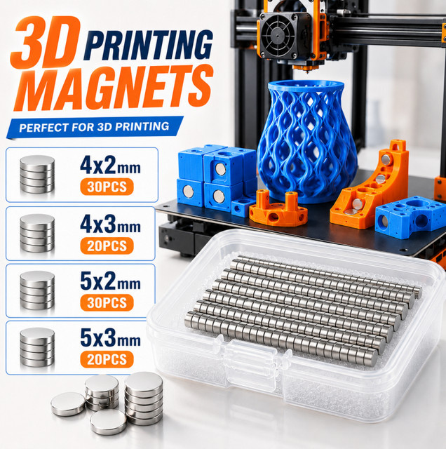 Bambu Lab 3D-Druckwerkzeug-Set mit runden N35 NdFeB Permanentmagneten in Silber für DIY-Teile - Bild 1