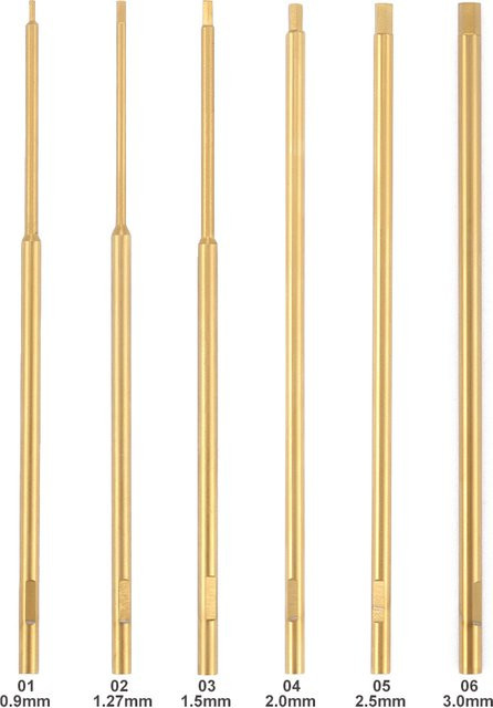 APWIKOGER Sechskantschraubendreher mit langem Griff in den Größen 0,9 mm, 1,27 mm, 1,5 mm, 2,0 mm und 2,5 mm - Bild 1
