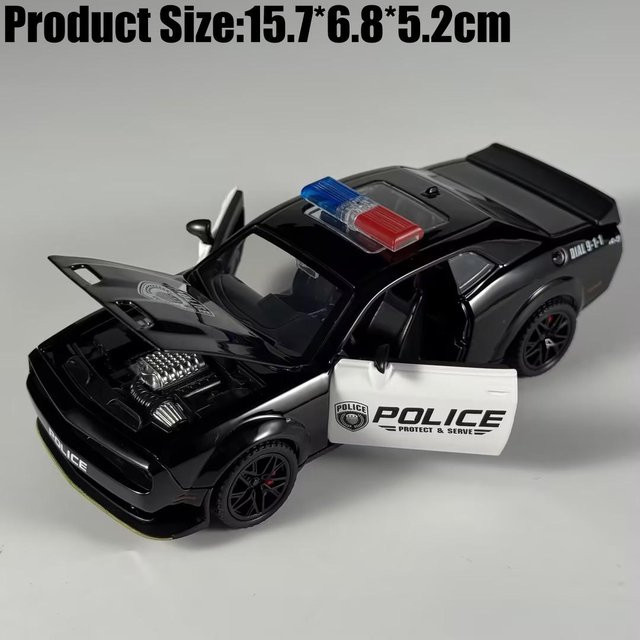 Polizei Dodge Challenger SRT Hellcat Supercar, Modellauto, 1:32, Metall, Schwarz, ab 14 Jahre - Bild 1