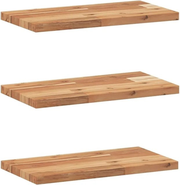 vidaXL Schweberegale Set aus 3 Stück aus Akazien-Massivholz, braun, B/T/H: 60 x 20 x 2 cm, ölbehandelt - Bild 1