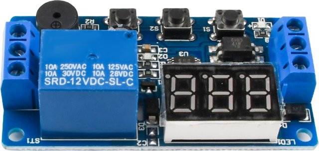 Aideepen DC 12V Trigger-Zeitverzögerungsschalter mit Buzzer, LED-Anzeige und 3-Tasten-Bedienung, blaues Optokoppler-isoliertes Zeitverzögerungsrelais - Bild 1