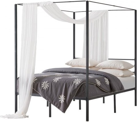 VEVOR Himmelbettrahmen aus Metall in Schwarz mit robustem Stahllatten-Support und Stauraum unter dem Bett, Full Size - Bild 1