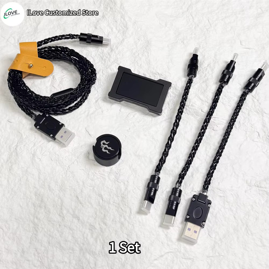 HMlab USB-C zu USB-C Tastaturkabel aus Einkristallkupfer mit magnetisch steuerbarer 8K-Beleuchtung, Schwarz, Länge: 15 cm - Bild 2