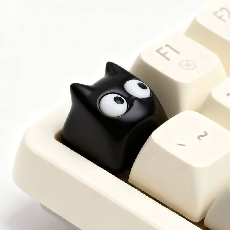 DIXSG Luo Xiaohei Tastenkappen für mechanische Tastaturen, Niedliche Kawaii Anime Katzen-Tastenkappen Zubehör in Schwarz - Bild 2