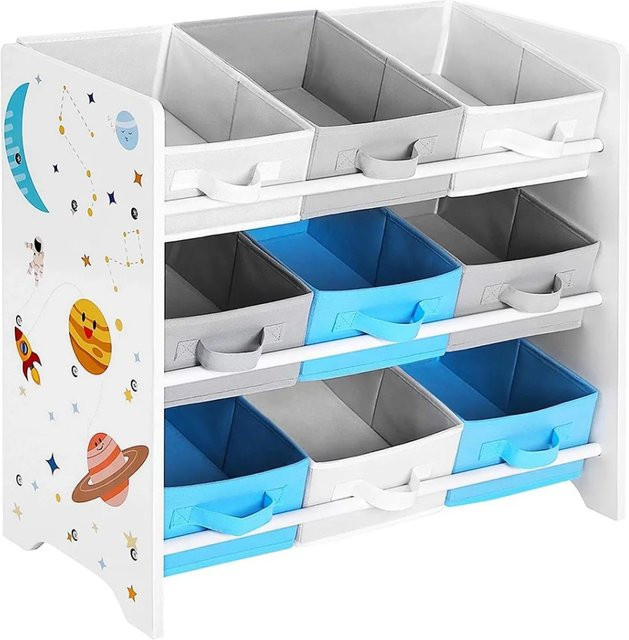 Songmics Kinderzimmerregal mit 9 Boxen in Weiß und Multicolour, B/T/H: 62,5 x 29,5 x 60 cm - Bild 1