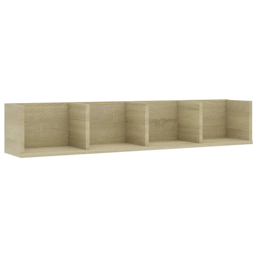 vidaXL CD-Wandregal Sonoma-Eiche aus Holzwerkstoff, Breite: 100 cm, Tiefe: 18 cm, Höhe: 18 cm - Bild 2