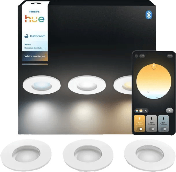 Philips Hue Adore Badezimmer-Einbaustrahler White Ambiance Weiß 3er-Pack mit Bluetooth und IP44 Schutz - Bild 1