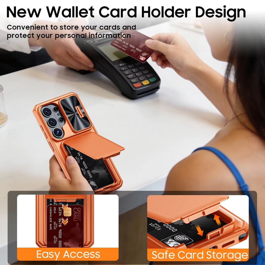 Stoßfeste TPU Handyhülle mit Kamerahalter für Samsung Galaxy S26 Ultra von BANGZAO in Orange - Bild 3