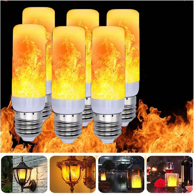 6er-Set JOYPINJ LED Flammenlicht Leuchtmittel in Gelb mit verschiedenen Modi für E12 E14 E27 B22 Fassungen - Bild 1