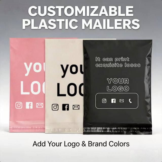 BOOMCOOL Personalisierte Versandtaschen aus Kunststoff mit Logo, selbstklebende Expressbeutel in Schwarz - Bild 1