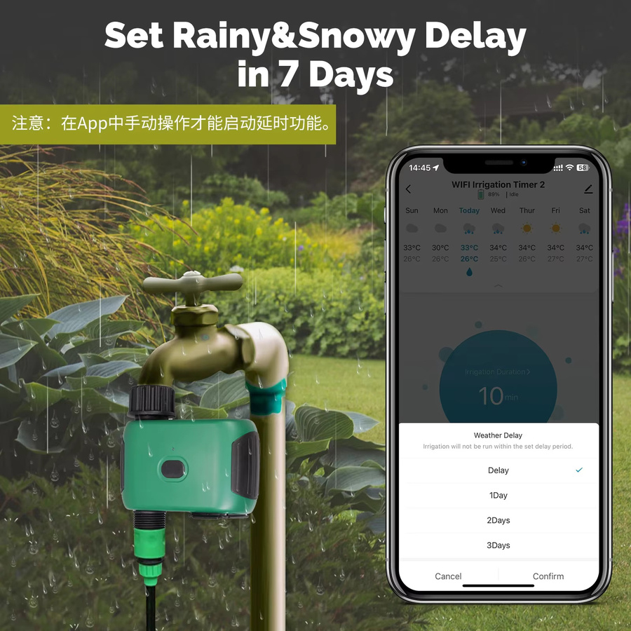 Moes Tuya Smart WiFi 1-Steckdose mit Wassertimer für Bewässerungssysteme und Automatisierung, App-Steuerung, kompatibel mit Alexa und Google Home Assistant, Grün - Bild 3