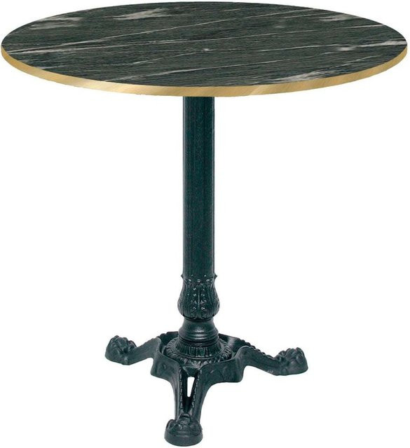 RestooTab Bistrotisch rund in Dunkelgrau Marmoriert mit Messingkanten und schwarzem Gestell, Durchmesser: 70 cm, Höhe: 75 cm - Bild 1