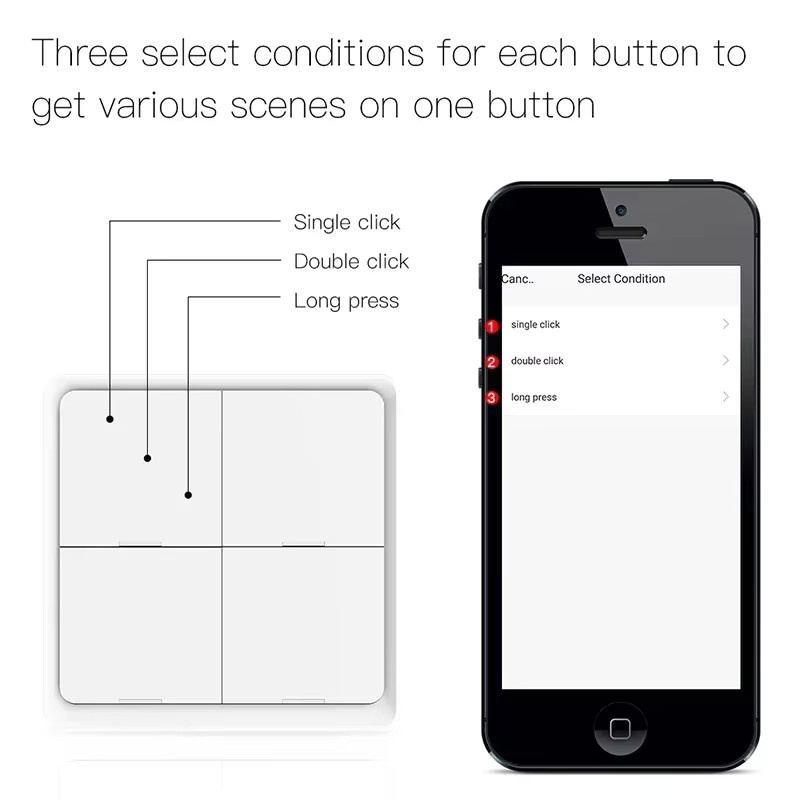 YIDI Tuya ZigBee 3.0 Smart Scene Switch Drahtloser Wandschalter für Szenenautomatisierung, Weiß - Bild 2