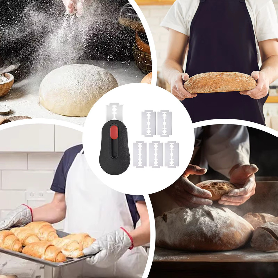 Professionelles Brot-Lame Teigschnittwerkzeug in Schwarz mit 5 Klingen für Sauerteigbrot - Bild 4