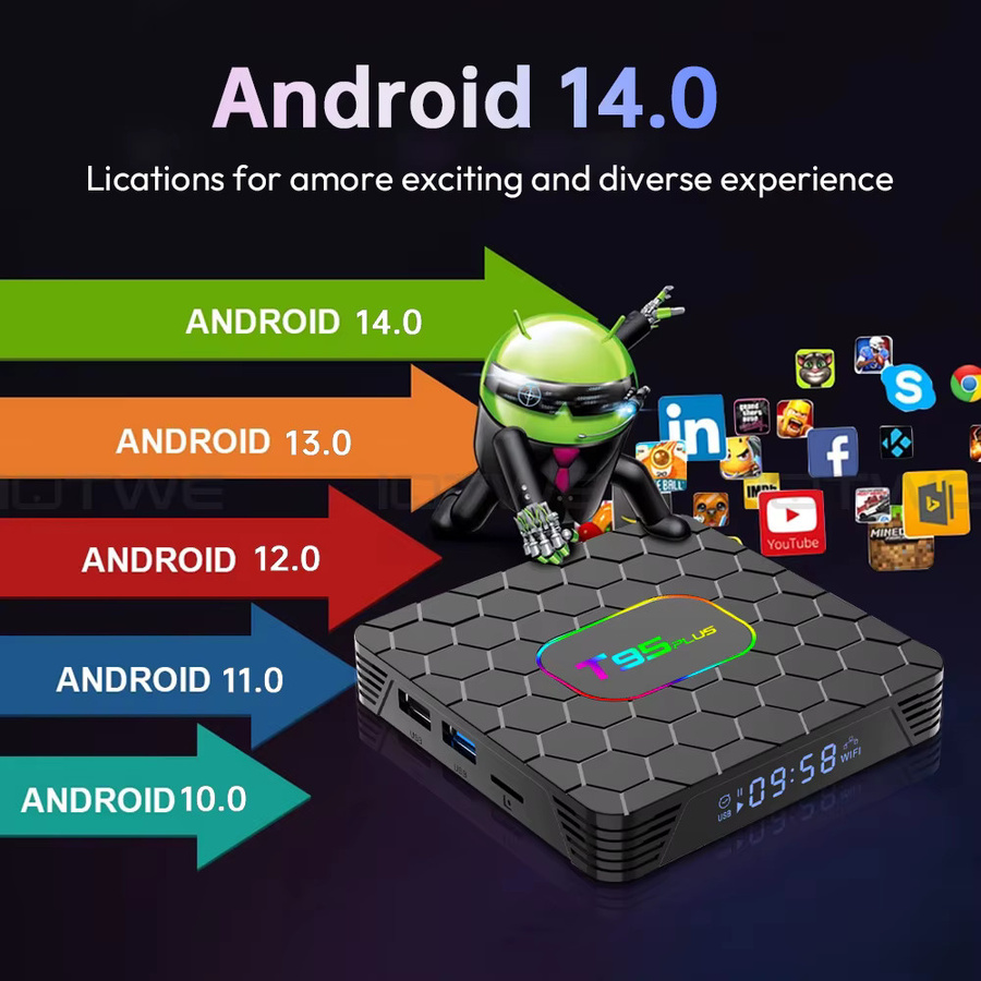 XGODY T95 PLUS Smart TV Box Android 14 Set-Top-Box mit RK3528 Quad Core, 8K, WIFI6 und Bluetooth 5.0, Schwarz - Bild 2