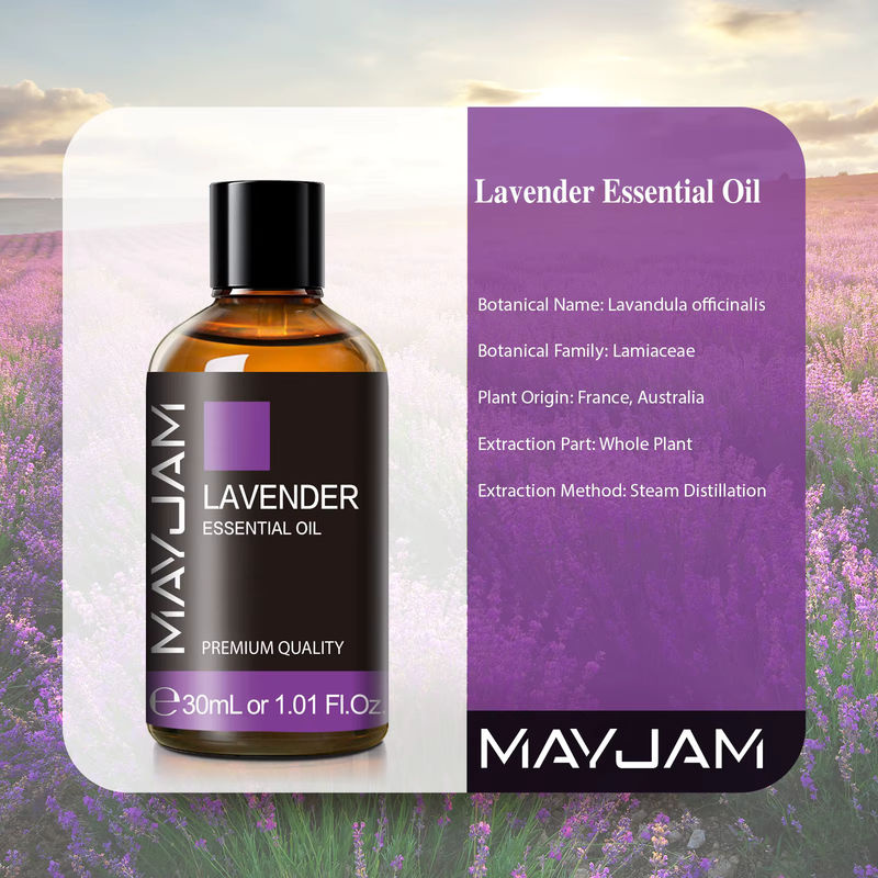 MAYJAM Ätherisches Öl Set für Diffusor, 30 ml, verschiedene Düfte wie Lavendel, Eukalyptus, Jasmin, Vanille, Sandelholz, Patchouli, Zitrone, Rose und Kamille, Glasflaschen in Orange und Braun - Bild 2