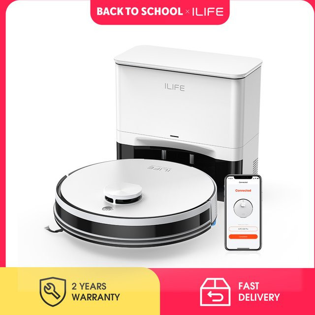 ILIFE A30 Pro Saugroboter mit automatischer Absaugstation, 5000Pa Saugleistung, LDS-Laser-Navigation, 2-in-1 Wischen und Saugen, App-Steuerung, Weiß - Bild 1