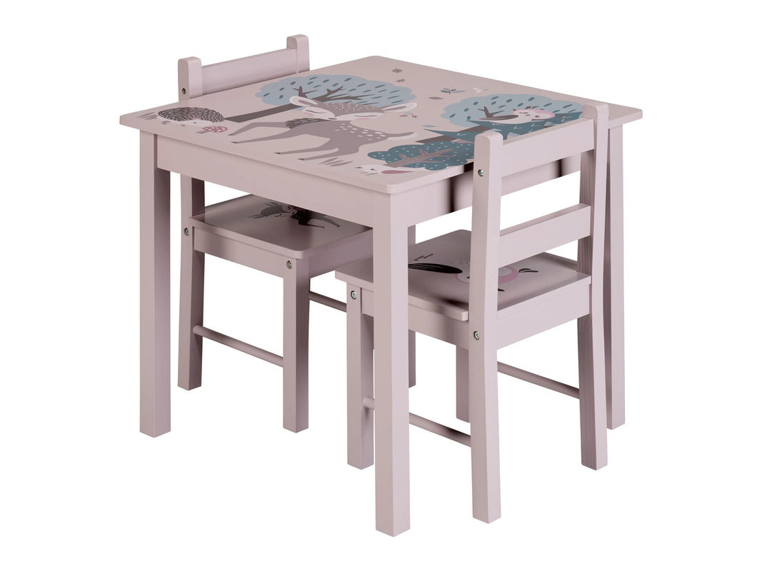 LIVARNO Kindertisch mit 2 Stühlen aus Holz in Pink, B/T/H: 60 x 50 x 35 cm - Bild 3
