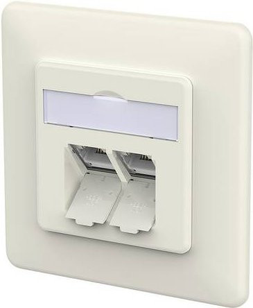 Metz Connect E-DAT C6A IDC Ethernet LAN Dose, 2 Port, Unterputz, weiß - Bild 1