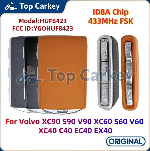 TopCarkey Original Smart Key YGOHUF8423 mit 8A Chip, 433,92 MHz für Volvo XC90 S90 V90 XC60 S60 V60 XC40 in Orange - Bild 1
