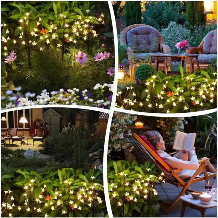 YORYZENG Solar Kirschblüte Bodenlampe LED wasserdichte Gartenbeleuchtung für Pfad und Landschaft als Outdoor Atmosphäre Licht - Bild 6