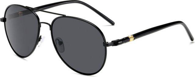 Polarisierte Sonnenbrille, Herren, oval, Metall, schwarz - Bild 1