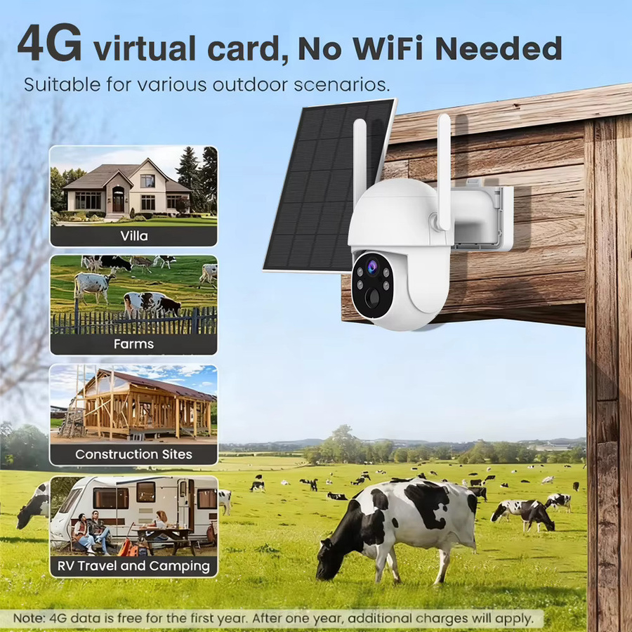 Tuya 5MP PTZ Solar Kamera für Outdoor mit 4G SIM Karte und PIR Erkennung in Weiß - Bild 4