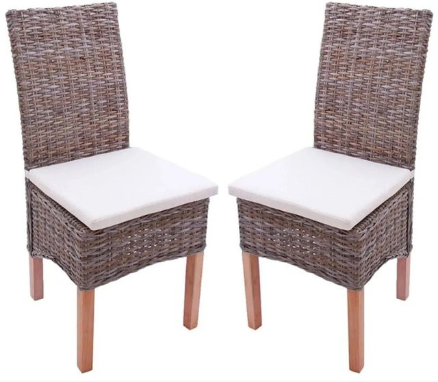 MCW Esszimmerstuhl Var 2er-Set aus Kubu-Rattan mit Sitzkissen in Grau und Braun - Bild 2