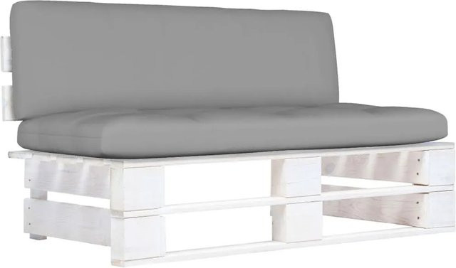 vidaXL Outdoor-Mittelsofa aus imprägniertem Kiefernholz in Weiß mit Polsterkissen für Garten und Terrasse - Bild 1