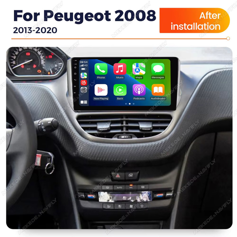 TomoStrong Android 14 Autoradio mit 2GB RAM und 32GB Speicher für Peugeot 208 und 2008, Drahtloses Carplay, Bluetooth, GPS und Multimedia Navigation, Schwarz - Bild 2