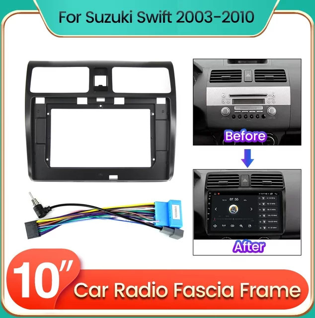NAVIFANS 9-Zoll Autoradio Rahmen Adapterkabel und Blende für Suzuki Swift 2003–2010 in Schwarz - Bild 1