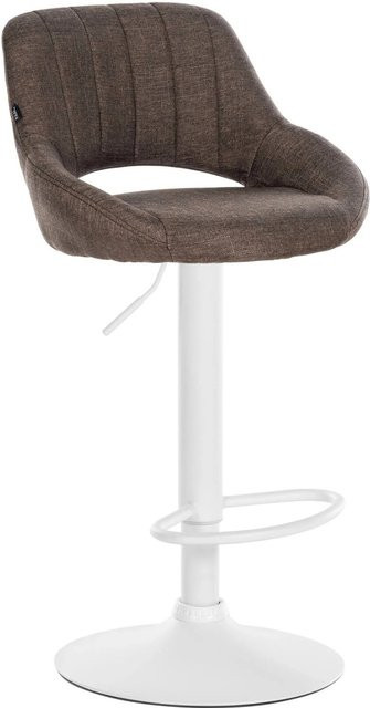 DELUKE Barhocker SEGAD Barstuhl mit Lehne aus Stoff in Braun und Weiß, B/T/H: 46,5 x 48 x 85 cm - Bild 1