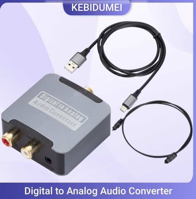 kebidumei Digital-Analog-Konverter DAC mit optischem Toslink und SPDIF Koaxialeingang zu RCA L/R sowie 3,5-mm-Klinke und Kopfhörerverstärker-Ausgang - Bild 1