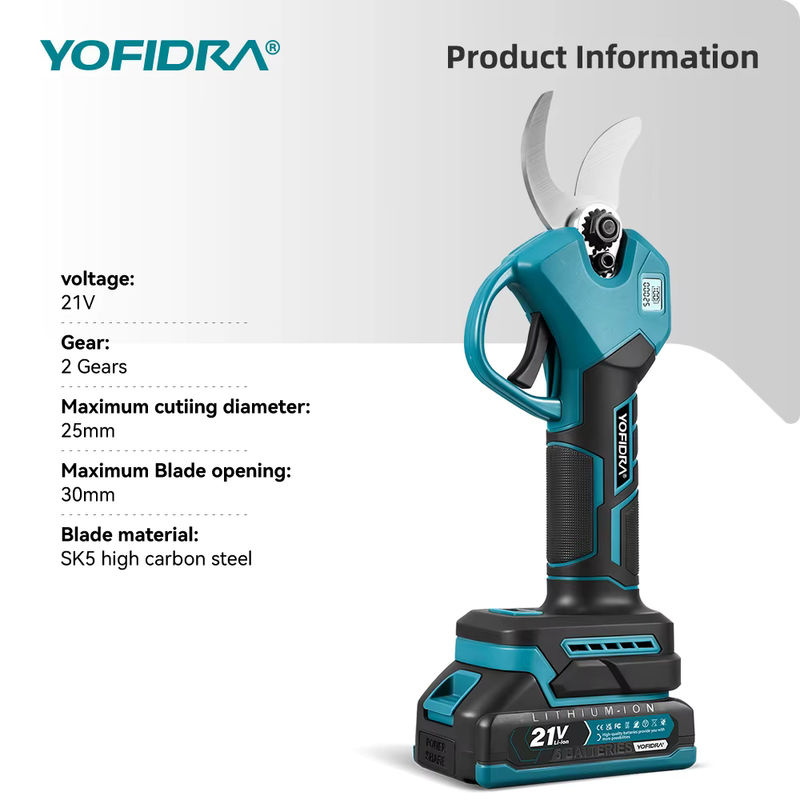 YOFIDRA Bürstenlose elektrische Akku-Gartenschere mit 30mm Schnittkapazität und 2-Gang-Modus für Obstbäume und Äste, kompatibel mit Makita 21V Akku - Bild 2