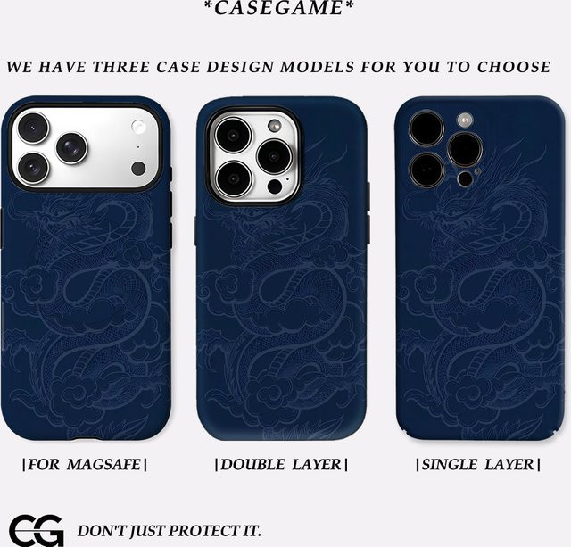 Potdemiel Handyhülle Indigo Dragon Clouds für iPhone 17 16 15 14 13 12 Pro Max Plus, stoßfeste doppellagige Rückseite, Blau - Bild 1
