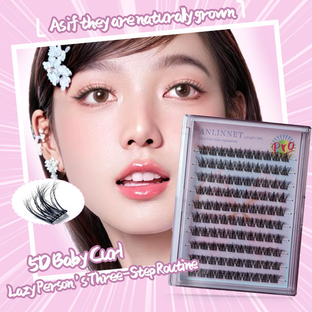 zhonghuirong Künstliche Wimpern, 100 Stück, C-Curl, 5D, Unisex - Bild 1