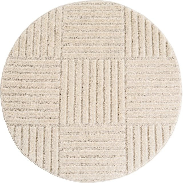 Ayyildiz Kurzflorteppich Art 1123 in Creme und Beige im Boho-Design, rund, Durchmesser: 120 cm - Bild 1