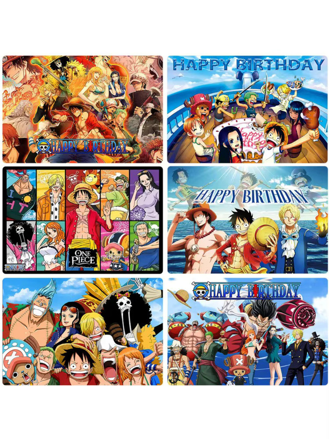 One Piece Luffy Anime Wandbanner für Kindergeburtstage und Fotografie als Dekoration in Mehrfarbig - Bild 2