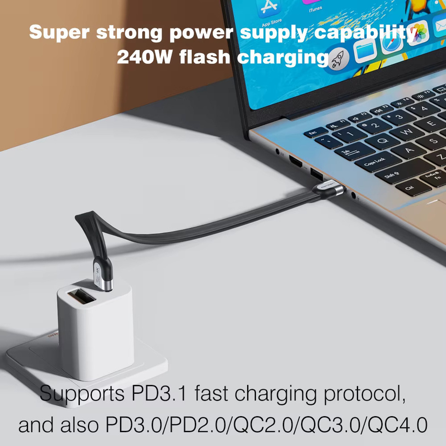 UGOURD USB-C zu USB-C Datenkabel mit 20Gbps Übertragungsrate und 240W Schnellladefunktion, USB 3.2 Gen2 Kabel für SSD und Tablet, Schwarz - Bild 4