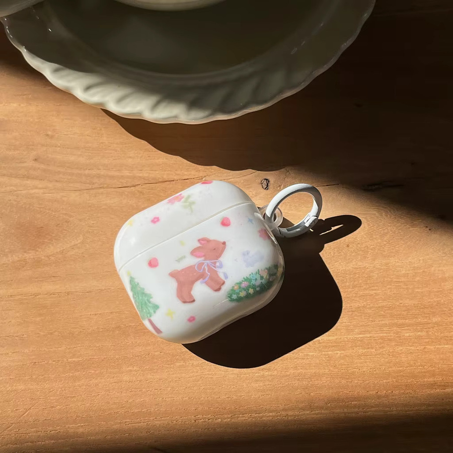 AirPods Schutzhülle mit Märchen-Graffiti-Design Erdbeer-Blumen-Hirsch in Multicolour für AirPods 1, 2, 3, 4 und Pro 2 - Bild 4