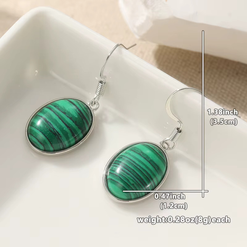 YoYo Ohrringe, oval, synthetischer Malachit, Damen - Bild 2