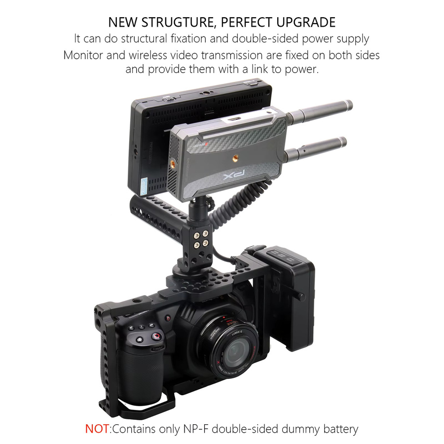 Probty D-Tap auf doppelseitiges NP-F550 Dummy-Batterie-Spiralkabel DC-Koppler in Schwarz für Monitore, LED-Videoleuchten, Sender und Empfänger - Bild 4